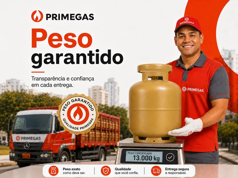 Peso garantido: botijão P13 na balança com 13.000 kg certificados