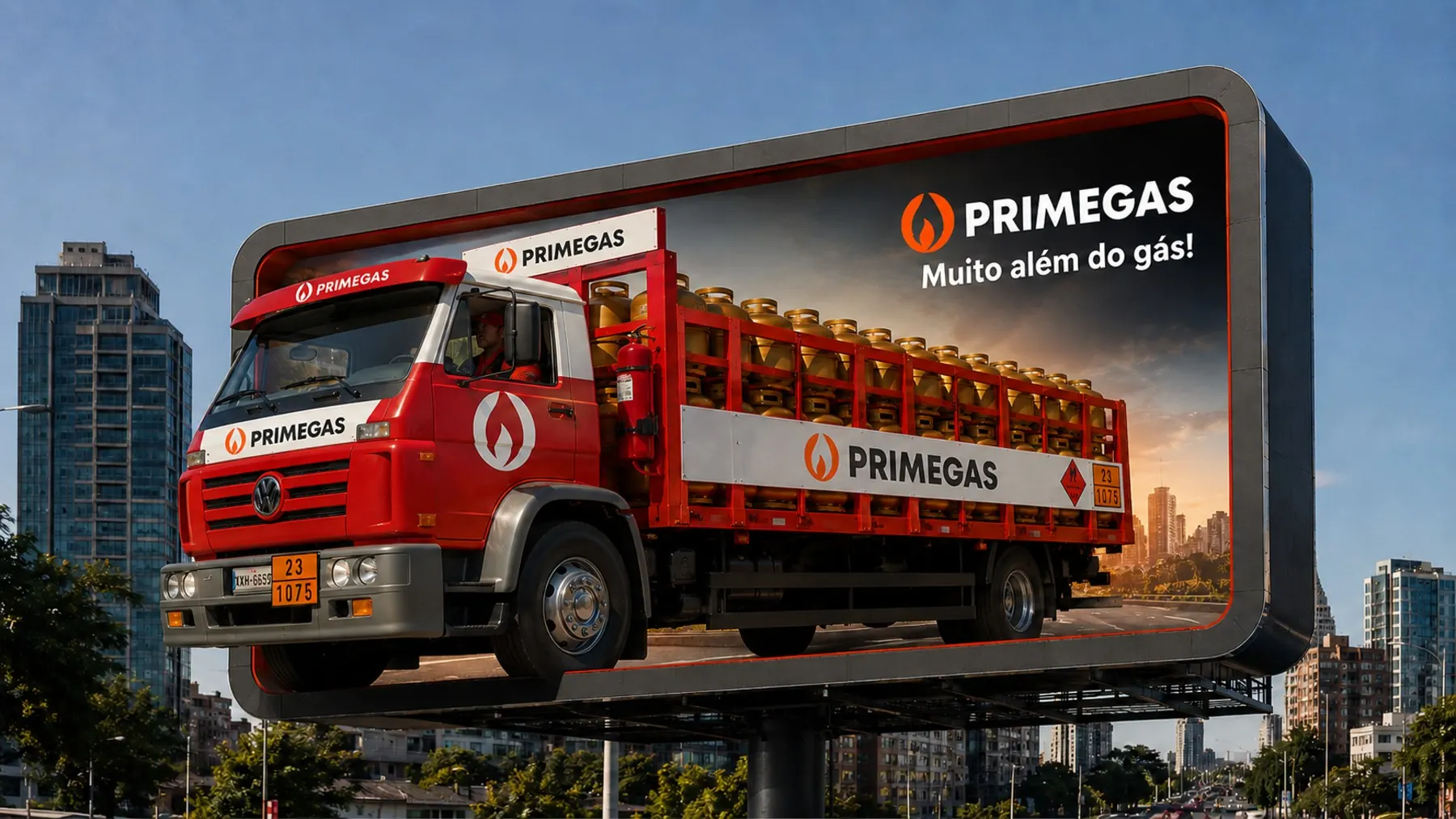Caminhão PRIMEGAS em outdoor 3D